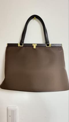 【美品】濱野皮革工藝 HAMANO ブラウン ゴールド金具ハンドバッグのサムネイル