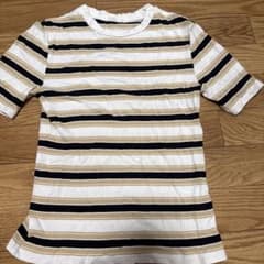 ボーダー リブ 半袖 Tシャツ カットソーのサムネイル