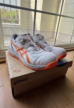 asics 安全靴 BOAシステム ホワイト オレンジ 26,5cm - メルカリ