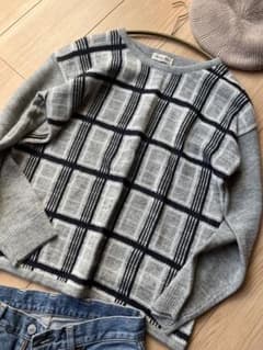 サマンサモスモス SM2 グレー ニット セーター チェック ナチュラル 冬服