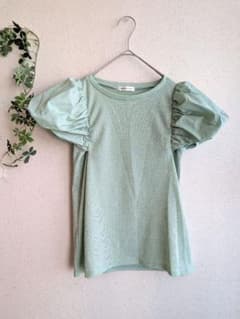 natural couture パフスリーブ 半袖カットソー ライトグリーンのサムネイル