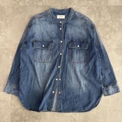 スローブイエナ】美品☆ルデニム ノーカラー デニムシャツ バンド 