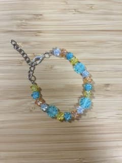 ハンドメイド　ビーズブレスレット　クリア　お花　夏のサムネイル
