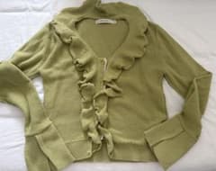 MOUSSY FITTED RUFFLE KNIT カーディガン グリーンのサムネイル