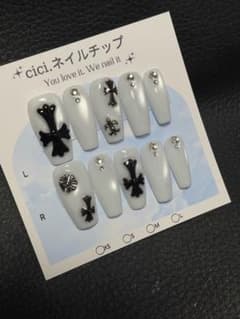 現品痛ネイルチップギャルロングフレンチベイビーブーマネイルy2k地雷