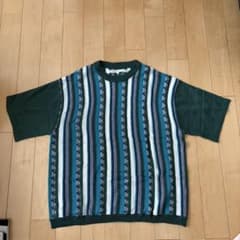 A DROP FAITH ストライプ 半袖　ニット M 柄　柄シャツのサムネイル
