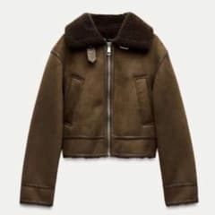 ZARA フェイクムートンジャケット ブラウンのサムネイル