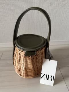 ZARA ショルダーかごバッグ/オリーブグリーンのサムネイル