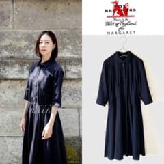 マーガレットハウエル×フォックスブラザーズ サマーウール丸襟ワンピース 8.5万 マーガレットハウエル×フォックスブラザーズ サマーウール丸襟