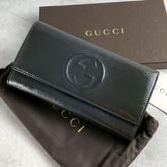 美品✨GUCCI グッチ 長財布 レザー 黒 ソーホー インターロッキング 箱