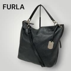 FURLA シボ革 2WAYショルダーバッグ A4収納可 黒 通勤 ビジネス - メルカリ