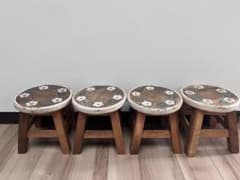 木製 花柄彫刻 スツール 4脚セットのサムネイル