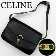 CELINE ワンショルダーバッグ トリオンフ金具 ブラック レザー ロゴ 