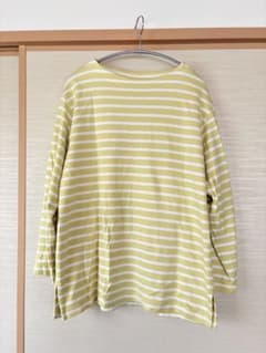 ボートネックボーダー長袖Tシャツ イエロー XLのサムネイル