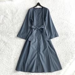 エスマックスマーラ✨シャツワンピース マキシ リボン フレア くすみ