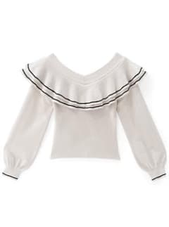 【GRL】配色ラインダブルフリルニットトップス[rut946]のサムネイル