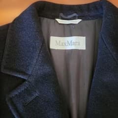 Max Mara カシミヤウール コート ネイビー 白タグ 42 マックスマーラ／白タグ／バージンウール×カシミヤコート／J42