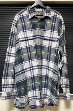 90s REDHEAD 白×ネイビー×緑 チェック柄 長袖 ネルシャツ XLTのサムネイル