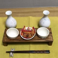 飲み比べ酒器３点セット　木製架台付きのサムネイル