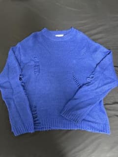 Two:K 青 ニット ダメージ加工 韓国製 VETEMENTS
