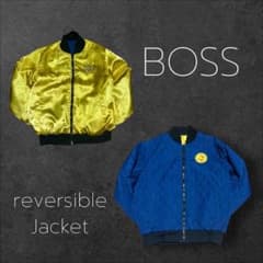 BOSS 20周年 サテン リバーシブルキルティングジャケット限定 刺繍ロゴ