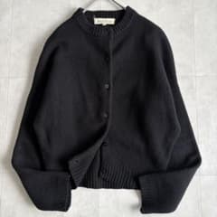 ENFOLD ウールナイロン クルーネックカーディガン 黒38 ショート丈 ENFOLD ウールナイロン クルーネックカーディガン 黒38 ショート丈