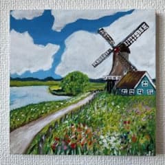 風車 風車小屋 風景 風景画 アクリル画 原画 - メルカリ