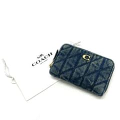 Y605-22　COACH コーチ デニム調 ラウンドファスナー ケース Y605-22 COACH コーチ デニム調 ラウンドファスナー コインケース