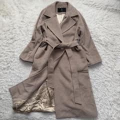 美品XLサイズ相当カシミヤ100% イネド ベルテッドコート ロング