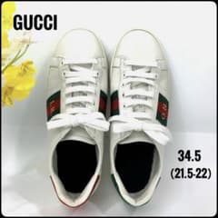 GUCCI エース レザー スニーカー 白 シェリーライン 34.5 刺繍 - メルカリ