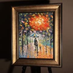 手描き油絵 アネモネ畑 額付 肉筆絵画 インテリア 油彩画 手書き油絵 クロード・モネ グラジオラス 額付き 肉筆絵画