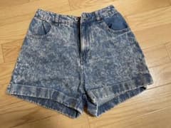 デニムブルー ハイウエストショートパンツのサムネイル