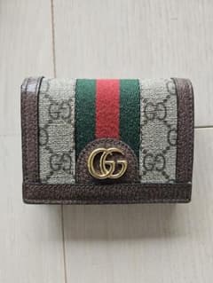 GUCCI 二つ折り財布 ベージュ/グリーン/レッドのサムネイル