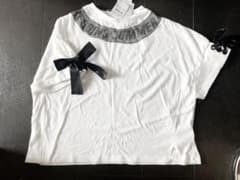 トップス　カットソー　Tシャツ　半袖　リボン　白　ホワイト　新品　140のサムネイル