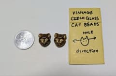 Vintage Czech Glass Cat Beads 2個のサムネイル