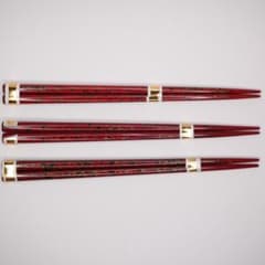 津軽塗 箸 3膳セット 赤 約20.5cm 未使用保管品のサムネイル