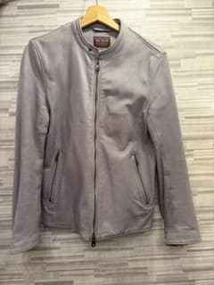 MR. OLIVE グレー ヌバックレザー シングルライダースジャケット M 