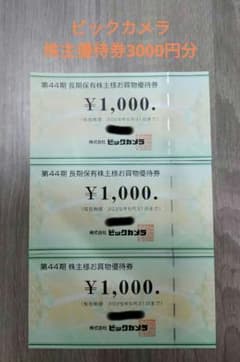 ビックカメラ株主優待券（3000円分）のサムネイル
