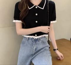 【新品未使用】 韓国フリルショート丈トップスのサムネイル