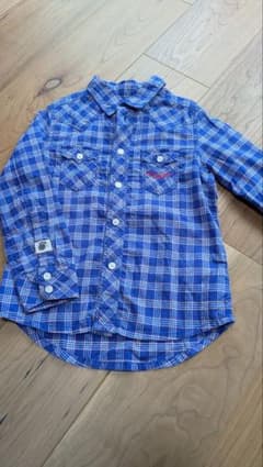 DIESEL　キッズ 長袖シャツ 青と白のチェック 100cmのサムネイル