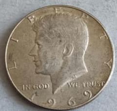 一*！様 外国コイン アメリカ銀貨 HALFDOLLAR 【1969年D】