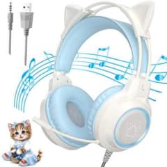 ヘッドホン 猫耳ヘッドホン ゲーミングヘッドセット 有線イヤフォン マイク付きのサムネイル