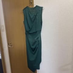 ノースリーブ 膝丈ドレス グリーンのサムネイル