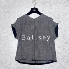 美品 Ballsey ポリエステルレーヨンカラミ タックスリーブブラウス