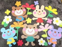 保育　壁面　春　どうぶつとおはなのサムネイル