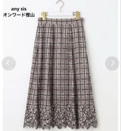 ANY SIS 【洗える】 フラワーレース チェックパネルスカートのサムネイル