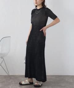 【新品】And Search.ハーフスリーブミックスカラーニットワンピース Mのサムネイル