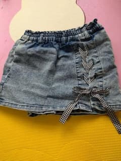 キッズ デニム ハーフパンツ 130cm レースアップのサムネイル