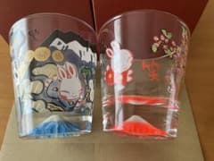 夕立窯　うさぎと富士山　ガラスコップセットのサムネイル