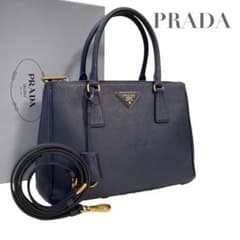 プラダ ハンドバッグ ガレリア サフィアーノ 三角ロゴ ブルー 5314